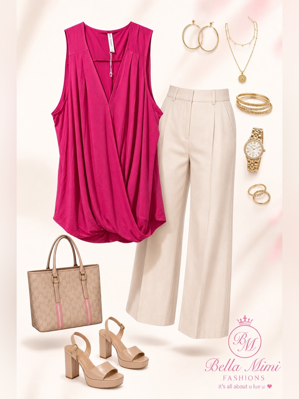 NIB Dear Scarlett Sleeveless Draped Tank Top - Hot Pink sizes 2X /XL 🩷 BRB SL 9 - Picture 2 of 5